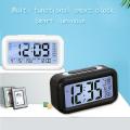 Silent Digital Alarm Clock with Time Temperature Display Night Light(White). 