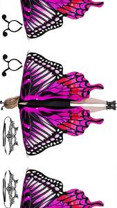 5 Popular Butterfly Cape Shawl Halloween Gradient Color Belly Dance Costume with Rotating Wings Double-Sided Thickened