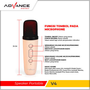 Speaker Advance V4 + mic wireless speaker Bluetooth plus Mic karaoke portable | Advance Speaker Bluetooth Karaoke Portable 2inch+Mic Bluetooth Karaoke | TC