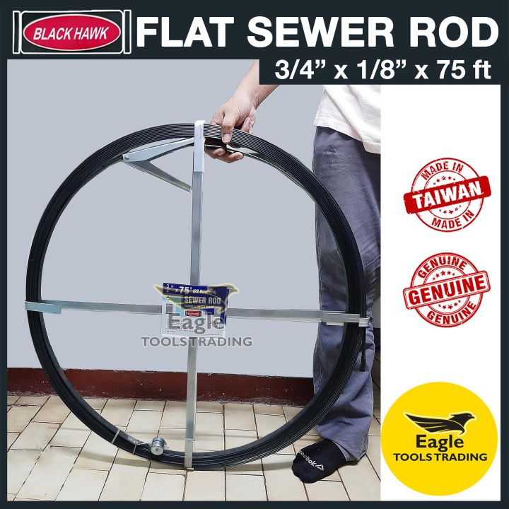 Black Hawk Flat Sewer Rod 3/4 inch x 1/8 inch (thickness) x 75Ft