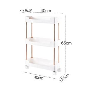 Konco 3 Tiers Trolley Storage Rack Kitchen Organizer Racks Kitchen Crevice Storage Bedroom Bathroom Organizer Trolley