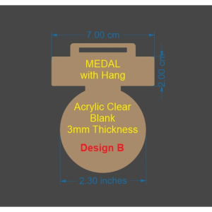 50 pcs Medal with Hang Acrylic Clear Blank Transparent