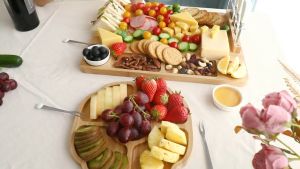 Hecaf 13PCS Bamboo Charcuterie Board Set Cheese Board Serving Tray Snack Platter Wooden Cutting Board