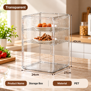 Next Day Transparent Food Cover Cabinet Stackable Dustproof Food Storage Rack Kitchen Dish Cover Organizer