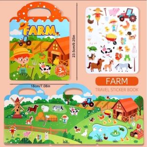 Aoduoyaya Kids Reusable Jelly Sticker Book Fun Early Learning Educational Toy Safe Non-Tear Stickers Repeated Paste Play