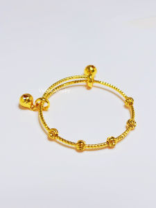 [VJ]Bangle "Round Beads" 999.9 Gold Plated Adjustable Kids Bangles – BG35 Fashion Jewelry <Gelang Budak>