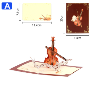 Vintage Violin Paper Craft 3D Stereoscopic Blessing Greeting Card Elegant Handcrafted Pop Up Card Ideal Holiday Birthday Thank You Gift for Music Lovers Friends Family