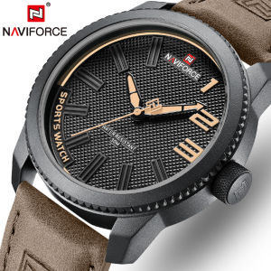 NAVIFORCE Top Luxury Brand Mens Sports Fashion Casual Quartz Watch Mens Leather Strap Waterproof Mens Watch