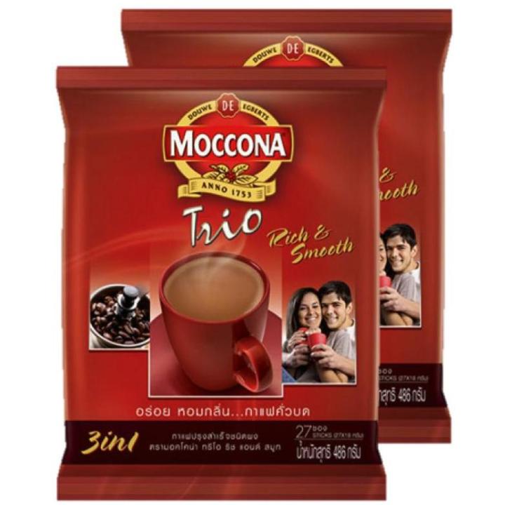 Moccona Trio Rich&Smooth 3in1 Coffee มอคโคน่า ทรีโอ ริชแอนด์สมูท กาแฟทรีอินวัน 18g.x27ซอง (2แพค)