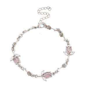 Elegant Flower Charm Bracelet Alluring Flower Alloy Bracelet Charm with Crystals for Special Occasions