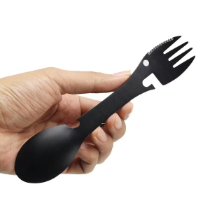 5 in 1 Stainless Steel Spoon Fork Multi-Function Outdoor Camping Bottle/Can Opener Multi-purpose