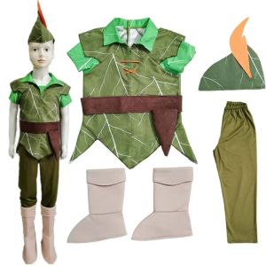 2025 Boys Peter Pan Kids Anime Cosplay Costume Carnival Party COS T-shirt Pants Suit Superhero Halloween Costumes for Kids 3-12Y 5pcs