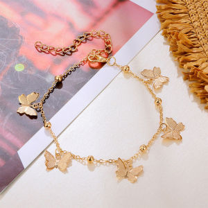 【Bosuer💛COD】Gelang Kaki Wanita Korea Liontin Kupu-kupu Emas/Perak Aksesoris Berongga Dapat Disesuaikan Sederhana Elegan Terbaru dan Murah🔥Tiktok