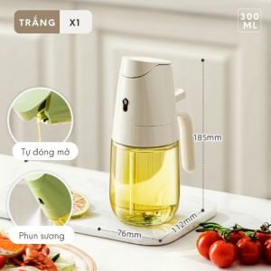 Bình đựng dầu ăn thông minh tự đóng mở chai xịt dầu ăn phun sương thủy tinh cao cấp