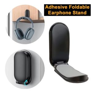 CHARRISSA ic Foldable Headphone Stand Adhesive Non-Slip Silicone Pad Headphone Support Hook Reliable Compact Hanging Headset Holder Under Desk