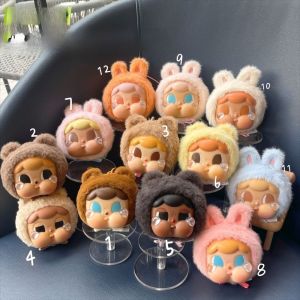 YUDESHUI Thỏ Búp bê nhồi bông Vinyl CRYBABY Gấu Dòng sản phẩm Gashapon Móc khóa dây túi Bộ sưu tập búp bê Hộp mù Crybaby Quà tặng