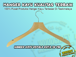Hanger Kayu Kepala Rata 38 cm Gantungan Baju