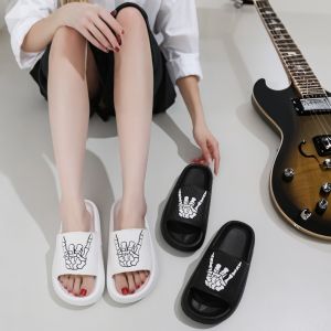 Free Shipping New Skull Finger Design Ultra-Soft Thick-Soled Couple Slippers Available In Stock