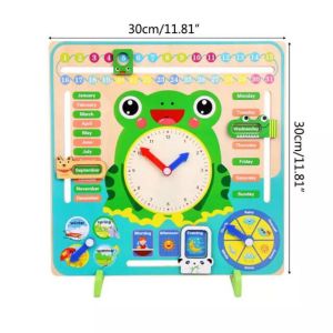 👑 นาฬิกาไม้ ลายน้องกบ สอนเวลา(Eng)