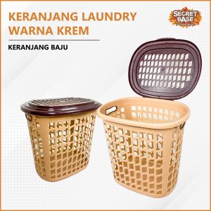 KERANJANG LAUNDRY + TUTUP - Keranjang Baju Pakaian Besar Serbaguna