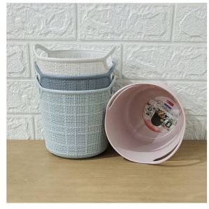 MM - A151 - KERANJANG PLASTIK BULAT DELIMA - KERANJANG TOPAS TUTUP - TEMPAT PENYIMPANAN SERBAGUNA MULTIFUNGSI