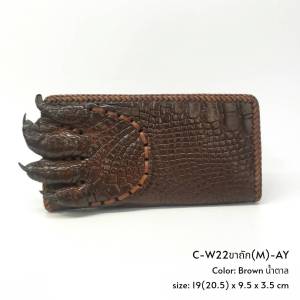 Prang Crocodile Leather Long Bi-fold Wallet กระเป๋าสตางค์ สองพับยาว หนังจระเข้ C-W22ขาถัก(M)-AY