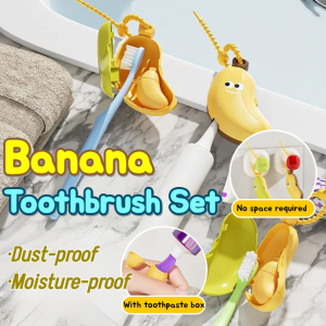 Banana Toothbrush Protective Case Portable Electric Toothbrush Organizer Set Dustproof Moisture-proof Hangable With Toothpaste Box