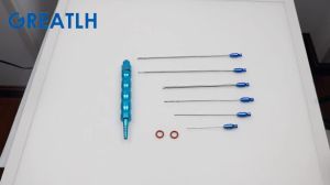 Liposuction Cannulas Set Titanium Allloy Handle Multi Holes Cannula Luer Lock Liposuction Instrument Fat Harvesting 1set