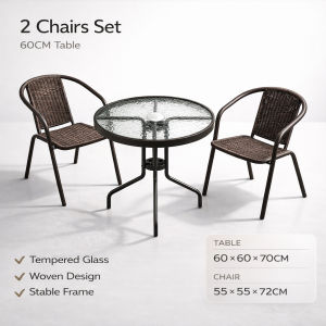 Heavy Duty Outdoor Patio Table and Chairs Set 4 Chairs Folding Table Tempered Glass Garden Furniture