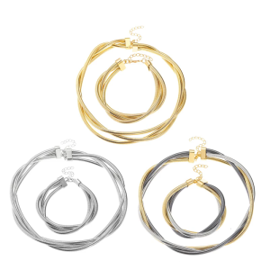 Vòng cổ thời trang Và Bộ vòng tay Hiện Đại Bọc Chuỗi vòng cổ Vòng Đeo Tay Bộ đồ trang trí Cho Phụ Nữ Trong vàng bạc Kết Thúc