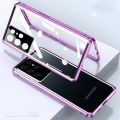Camera Protection Case For Samsung Galaxy S25Edge S25 S24 FE Ultra Plus S23FE S23 Plus S23 Ultra Samsung S 23 S23Plus S 23+ S 23 5G Double Sided Glass Casing Flip Phone Case Magnet Metal Bumper Full 360° Protection Hard Cases Cover. 