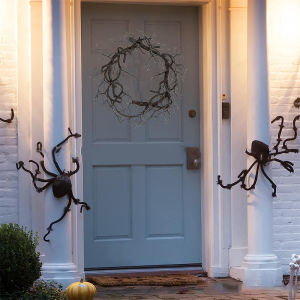 Ginca Stained Glass Cat Halloween Night Garland Festival Imitation Withered Vine Tree Garland Black Popcorn Garland Candle