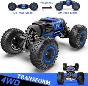 BEZGAR TD141 RC Cars - 1:14 Scale Remote Control Car 4WD Transform 15 KMH All Terrains Crawler RC Stunt Car with Rechargeable Boys Kids
