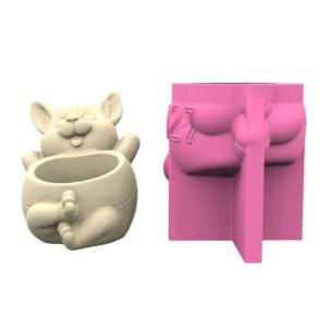 Handcraft Dog Shaped Silicone Mould for Unique Pots Sturdy Plaster Casting Tool Home Decoration Daily Use