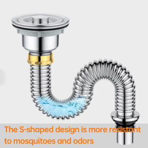 Kitchen Sink Drain Pipe 304 Stainless Steel Washing Basin Sink Drain Pipe Extended