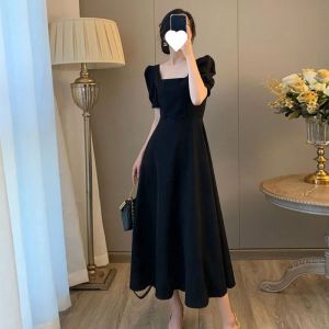 midis Puff Sleeve Backless Flounce Short Sleeve Square Neck Dresses For Women