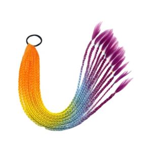 LUMIYA Đa sợi Tóc tết thẳng dài màu cầu vồng Đã tết sẵn Chiều dài 24 inch Tóc đuôi ngựa tết Chất lượng cao Thiết kế nhiều sợi Tóc giả đuôi ngựa nhiều màu sắc Phụ kiện tóc nữ