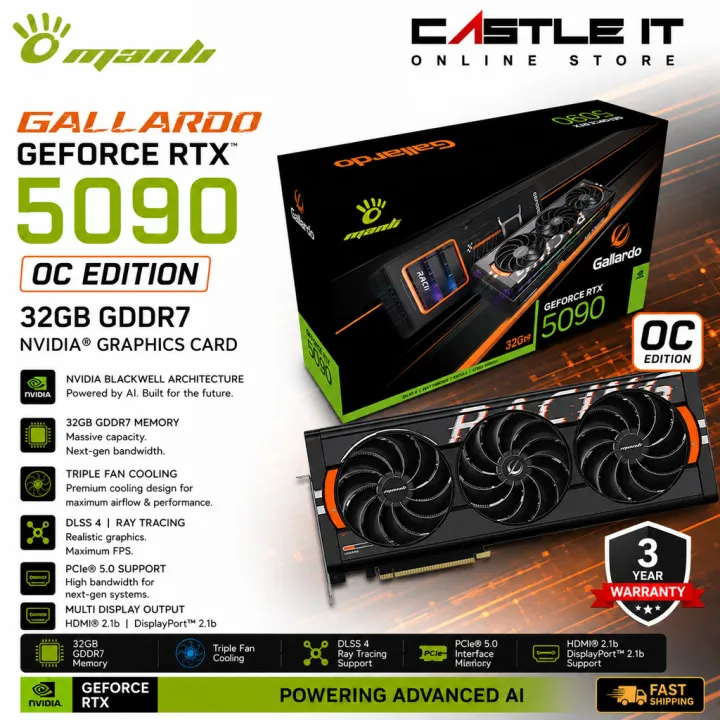 Manli Gallardo GeForce RTX 5090 OC 32GB GDDR7 NVIDIA Graphics Card