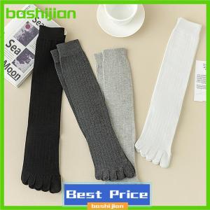 bashijian Men Toe Socks Long Cotton Simple Business Stockings Breathable 5 Finger Socks Calf For 4 Seasons
