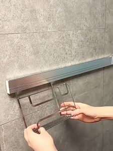DIY Sliding Bathroom Storage Rack Rustproof Stainless Steel Bathroom Wall Shelf No Drill Installation Bathroom Organizer with Hair Dryer Holder Soap Holder Toothbrush Tissue Storage Organizer