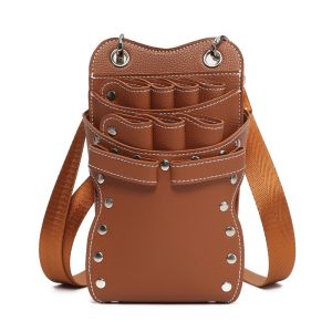 EODKUS PU Leather Hairdressing Tools Bag Large Capacity Durable Barber Tools Waist Pack Professional 7-Pocket Salon Utility Bag Salon