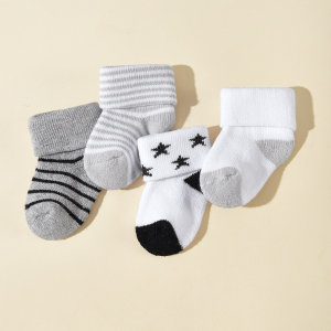 4 Pairs Newborn Socks Cotton Childrens Short Socks  Baby Boys Footwear Soft Spring Autumn 0-1Year Olds