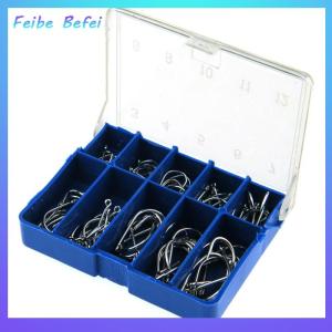 [Feibe Befei] 100Pcs #3-#12 Black Freshwater Fishing Hooks Carbon Steel Carp Fishhooks Barbed Hooks Kit Fishing Tackle Accessories