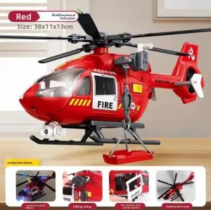 Pull Back Police Helicopter Toy with Lights Sound Kids Learning Aircraft Model Birthday Gift Present for Boys Girls
