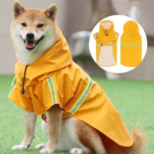 OUTOPEN High-Visibility Pet Rain Jacket with Reflective Strip Adjustable Rain Coat Easily Wearable Breathable Pet Coat Summer