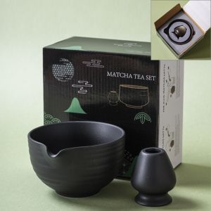 【COD&Fast Delivery】 Ceramic Matcha Bowl with Pouring Spout Textured Matcha Making Kit Reusable Matcha Whisk Holder Tea Lovers