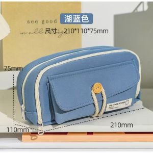 Large Capacity Pencil Case Simple Elegant High Quality Stationery Storage Bag Pencil Case INS Style Portable Student Aesthetic Lightweight Double Zipper Creative Cute Pencil Case Black Pink Kotak Pensel Pnesil Murah Budak Perempuan Lelaki 笔袋文具盒大容量ins高颜值简约