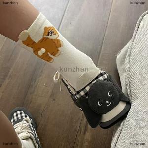 [COD] kunzhan 1 Pair Breathable Cat Middle Tube Socks Cartoon Cute Cat Plush Balls Polyester Cotton Socks Novelty Gifts For Cat Lovers