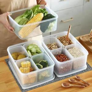4 in 1 Removable Compartments Fruits Meat Food Fridge Refrigerator Storage Box Organizer Container With Lid