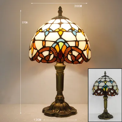 20Cm Đèn bàn Retro Kính Màu Đèn Baroque Con Chuồn Chuồn Chụp Đèn đèn cạnh giường ngủ Cho Phòng ngủ phòng khách
